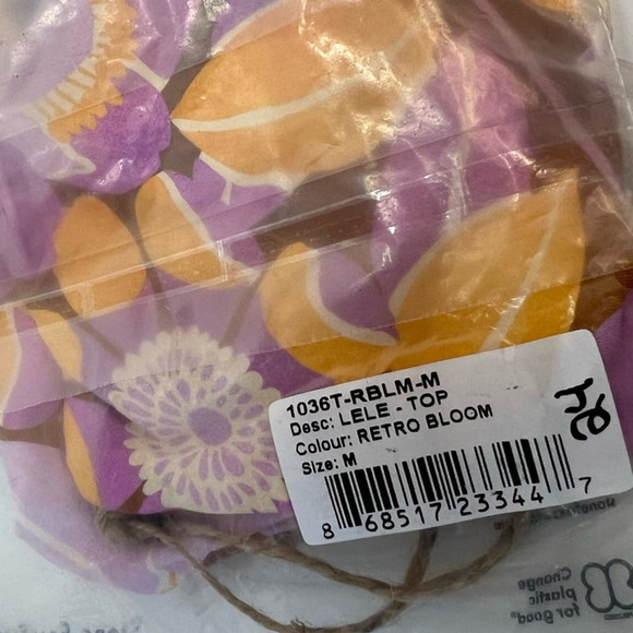 1Fox Stone Swim LeLe Bikini Top, Bandeau, Retro Bloom, Pink/Orange, size Medium - Picture 15 of 15